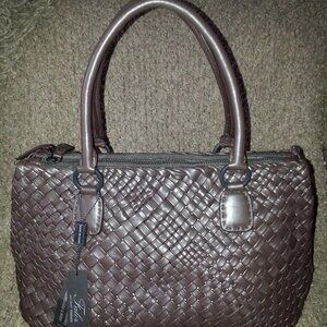 Falorni FALOR Firenze F1800-Hand Woven-Chocolate Brown Leather Tote-NWT